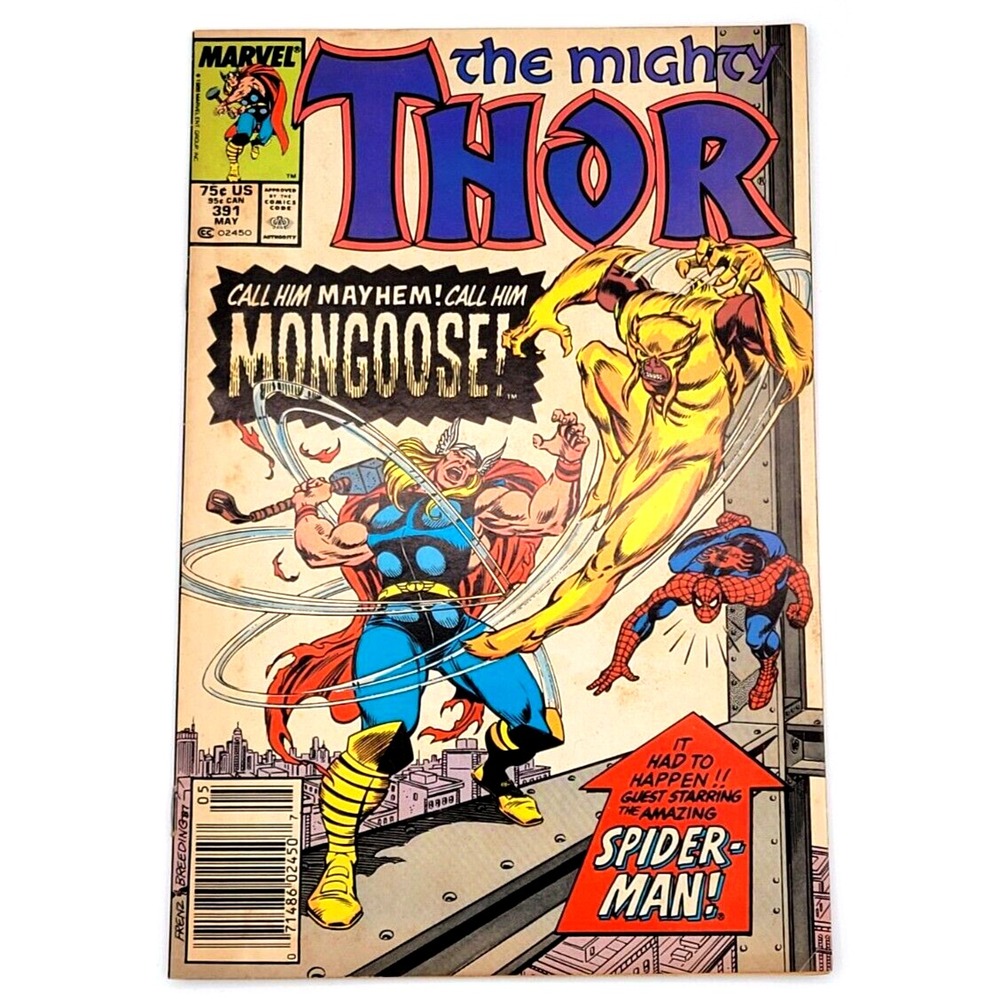 THOR #391 (1988) / FN / ERIC MASTERSON‎ 1ST APP  SPIDER-MAN MONGOOSE NEWSSTAND